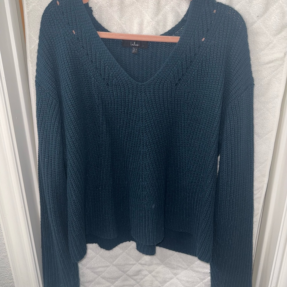 Lulu's Teal Ribbed Sweater